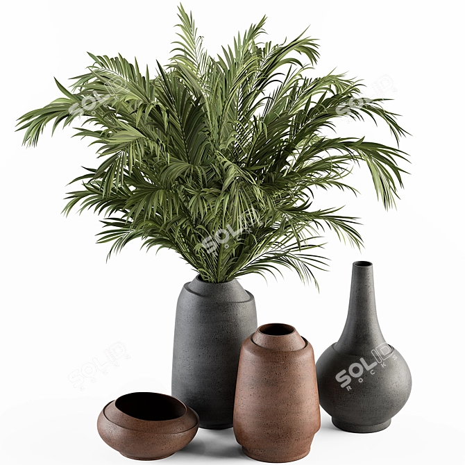 Elegant Vase Plant Decor Set 3D model image 1