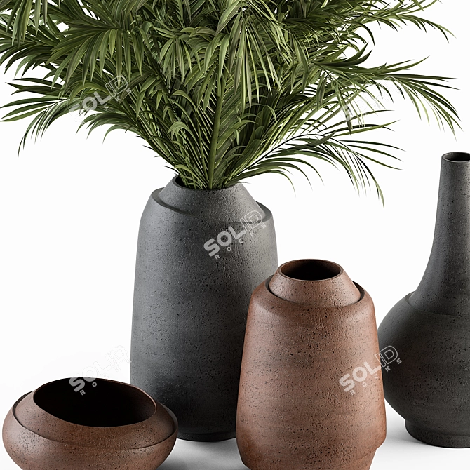 Elegant Vase Plant Decor Set 3D model image 2