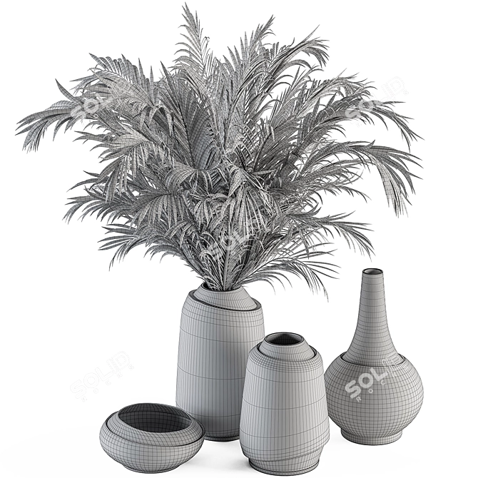 Elegant Vase Plant Decor Set 3D model image 3