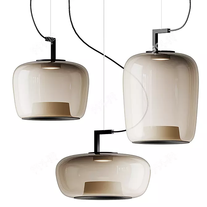 LED Blown Glass Pendant Lamp 3D model image 1