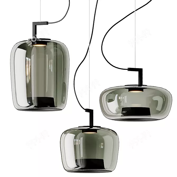 LED Blown Glass Pendant Lamp 3D model image 2