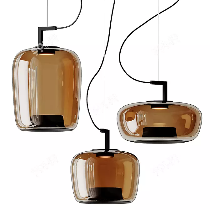 LED Blown Glass Pendant Lamp 3D model image 3