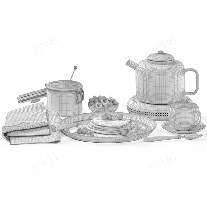 Modern Breakfast Table Set 3D model image 4