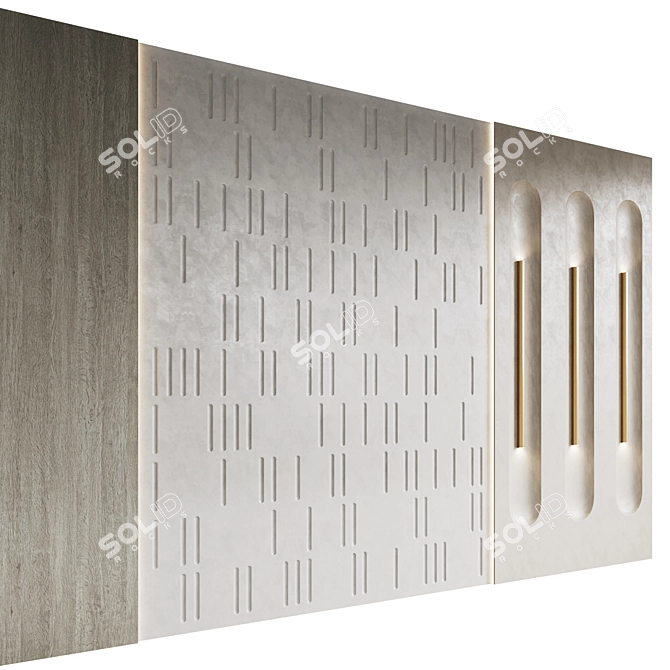 Decorative Wall Panel with Niche Lights 3D model image 2
