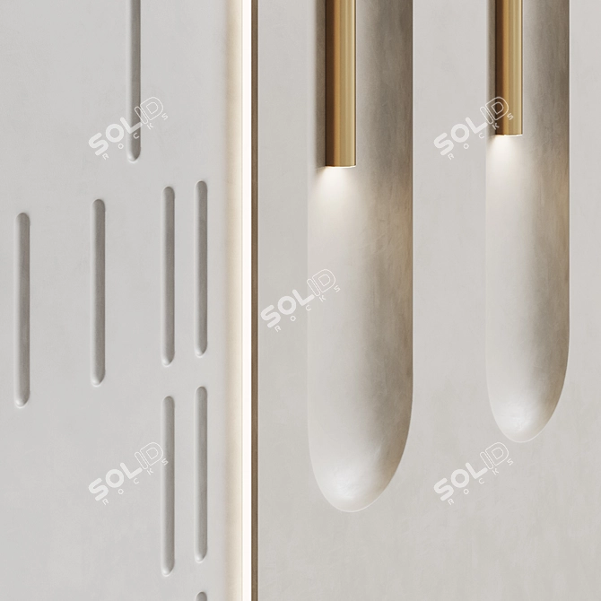 Decorative Wall Panel with Niche Lights 3D model image 3