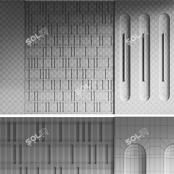 Decorative Wall Panel with Niche Lights 3D model image 5