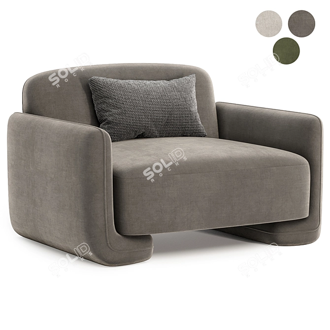 Bouclé Armchair Balzac Paris 3D model image 2