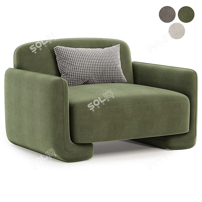 Bouclé Armchair Balzac Paris 3D model image 3