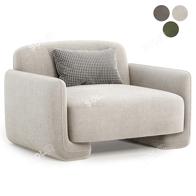 Bouclé Armchair Balzac Paris 3D model image 4