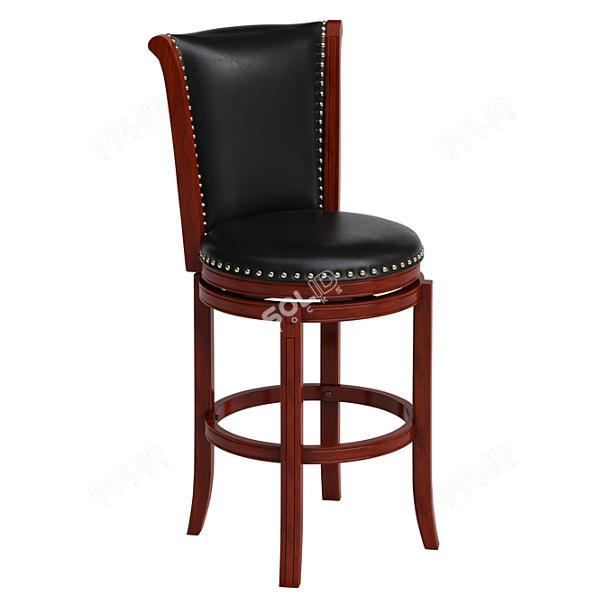 Classic English Wooden Bar Stool 3D model image 1