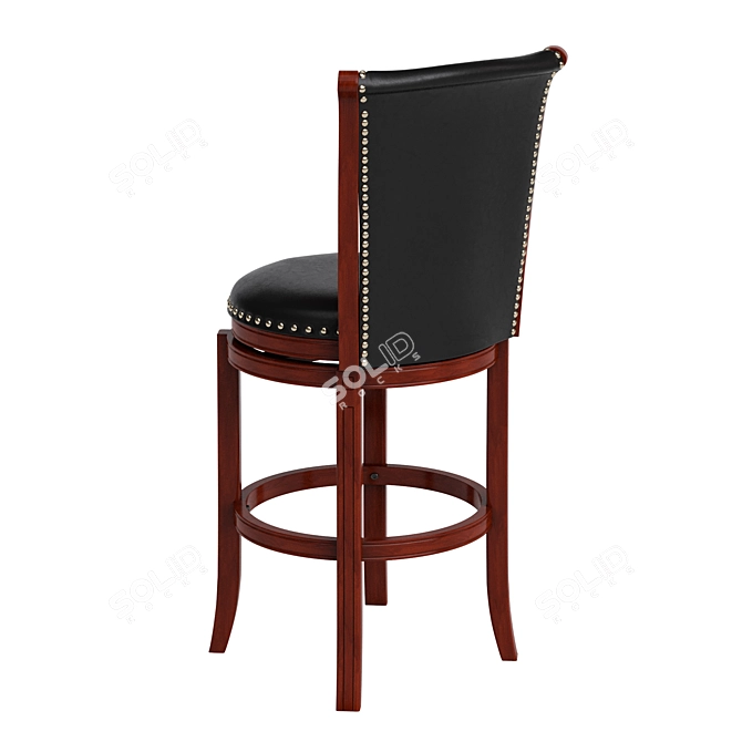 Classic English Wooden Bar Stool 3D model image 2