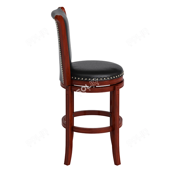 Classic English Wooden Bar Stool 3D model image 3