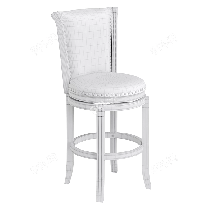 Classic English Wooden Bar Stool 3D model image 4