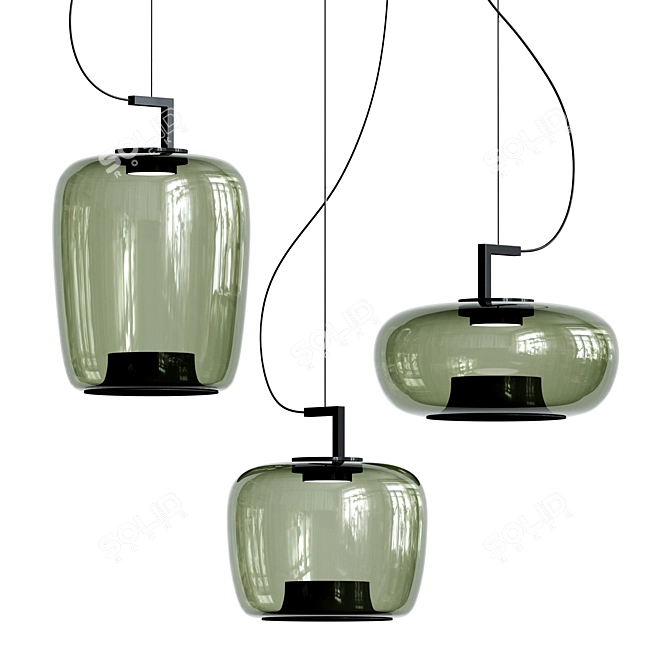 Elegant Handcrafted LED Glass Pendant 3D model image 1