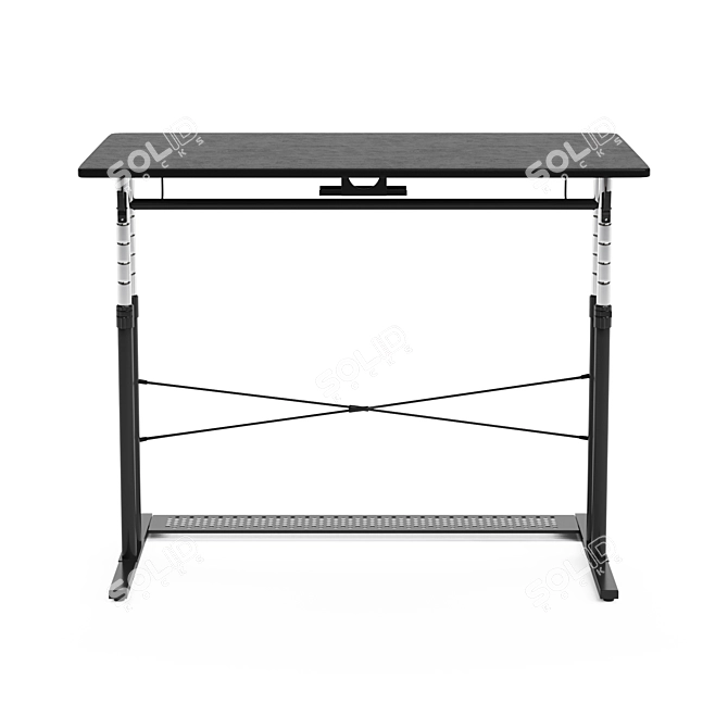 Gaming Desk Black and White 3D model image 2