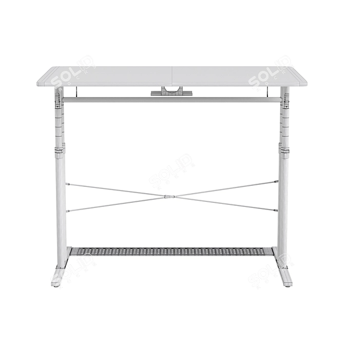 Gaming Desk Black and White 3D model image 4