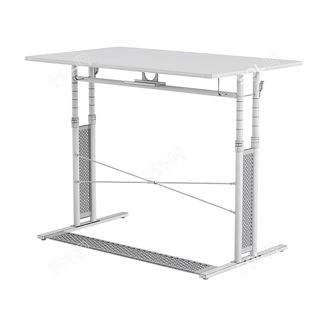 Gaming Desk Black and White 3D model image 6