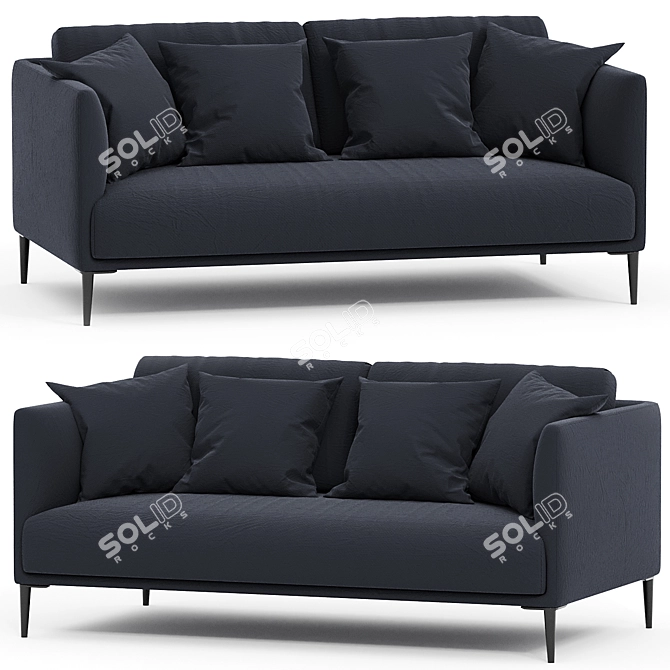 Modern Velvet Oscar Compact Sofa 3D model image 1