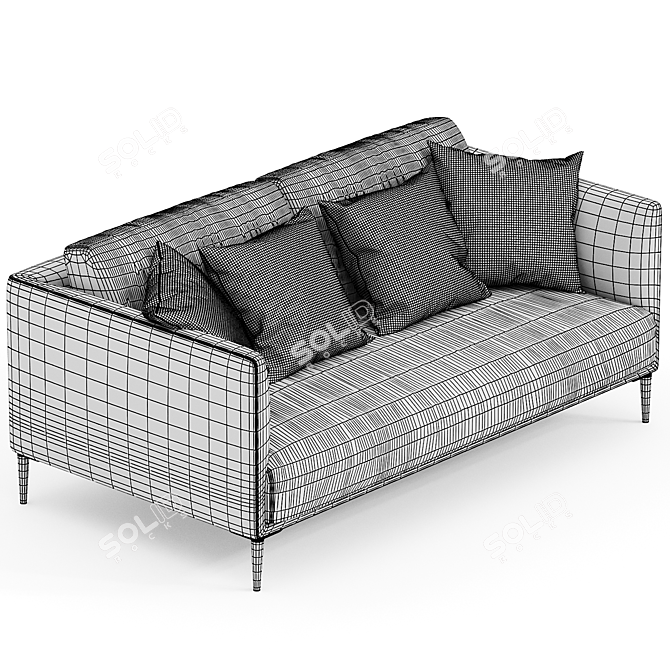 Modern Velvet Oscar Compact Sofa 3D model image 4