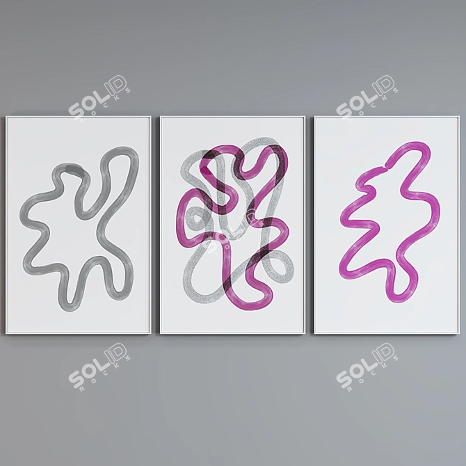 Modern Abstract Picture Frame Set 3D model image 2