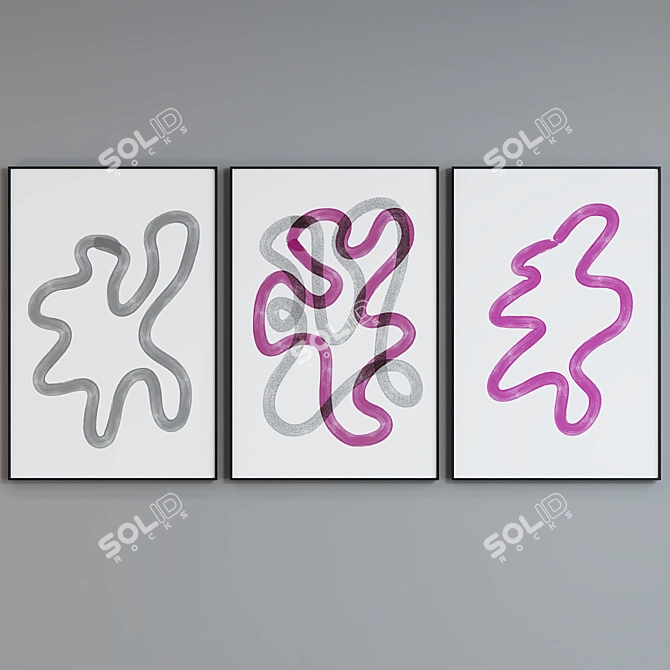 Modern Abstract Picture Frame Set 3D model image 3