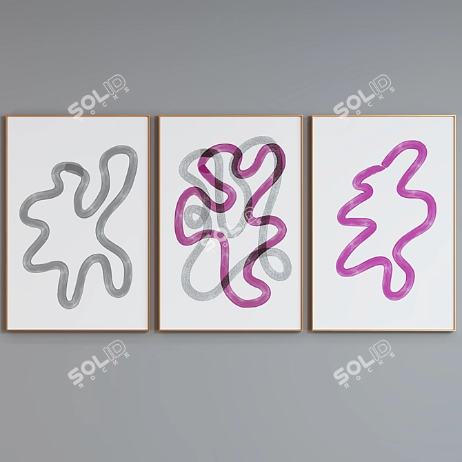 Modern Abstract Picture Frame Set 3D model image 4