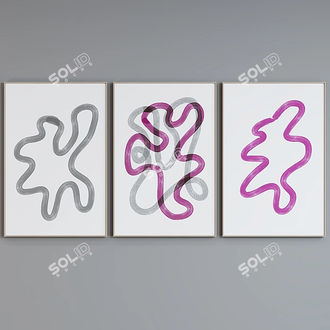 Modern Abstract Picture Frame Set 3D model image 5