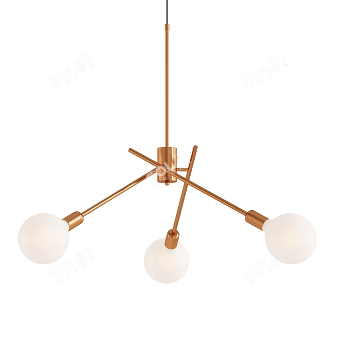 Elegant 3-Bulb Ceiling Fixture 3D model image 1