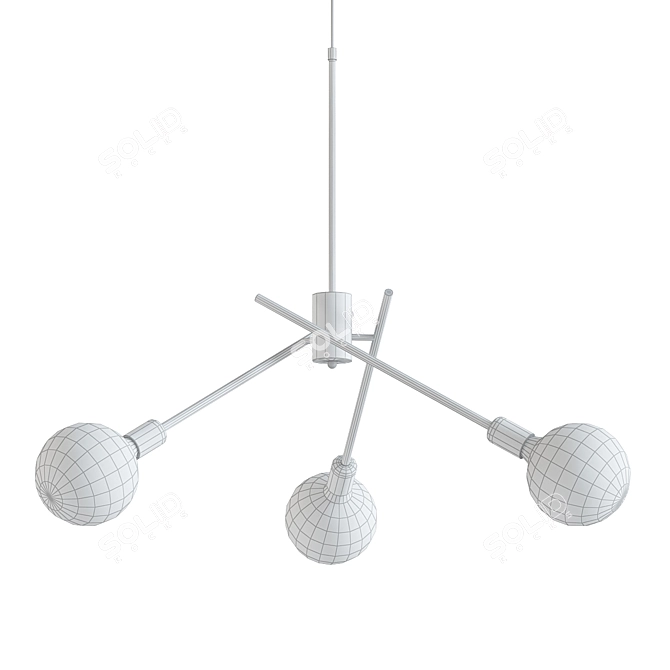 Elegant 3-Bulb Ceiling Fixture 3D model image 2