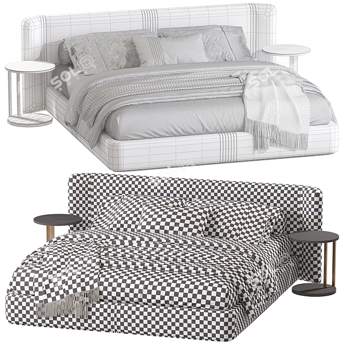 Double Bed 96 3D Model 3D model image 5