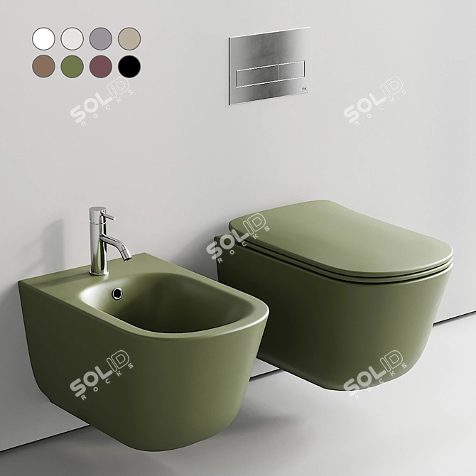 Tribeca Wall-Hung Ceramic Set 3D model image 1