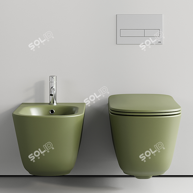 Tribeca Wall-Hung Ceramic Set 3D model image 4