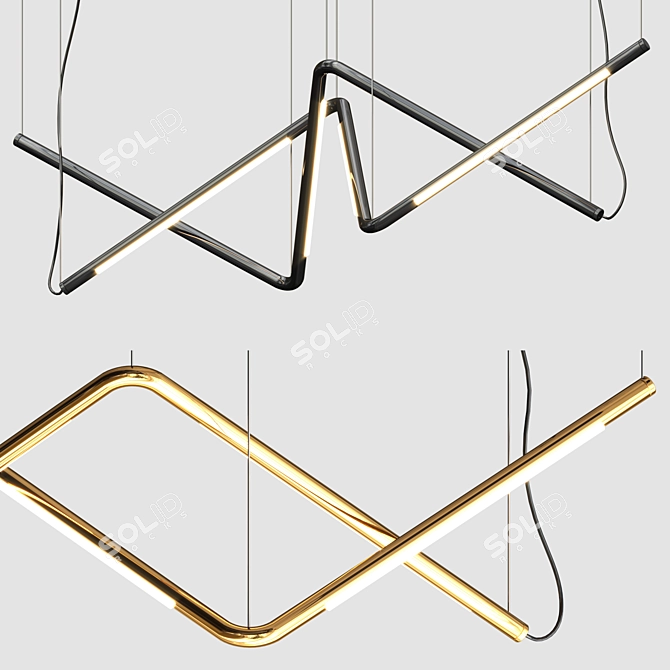 Sleek LED Linear Suspension Light 3D model image 1