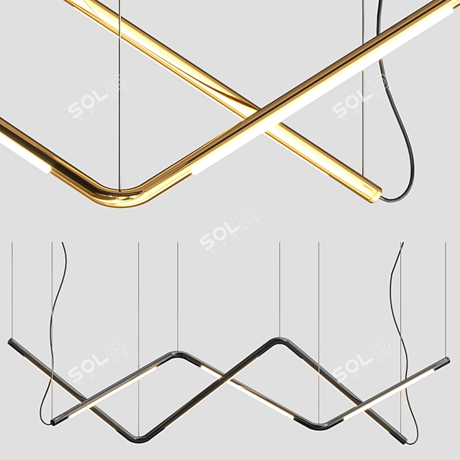 Sleek LED Linear Suspension Light 3D model image 2