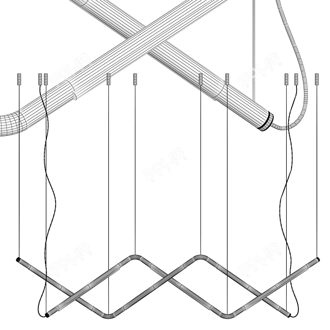 Sleek LED Linear Suspension Light 3D model image 4