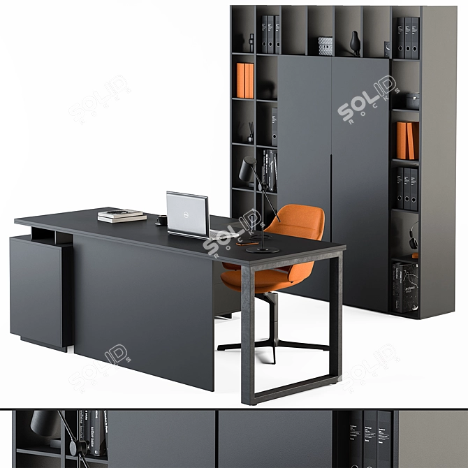 Executive Orange Black Desk 330 3D model image 1