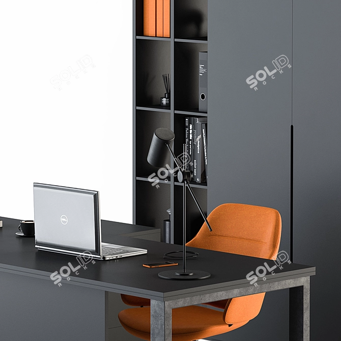 Executive Orange Black Desk 330 3D model image 2