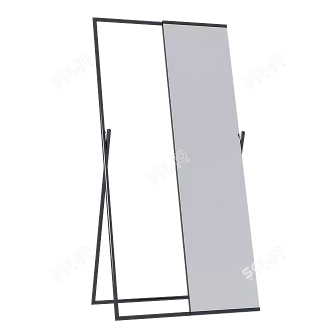 Hugin Freestanding Mirror Black Coat Rack 3D model image 1