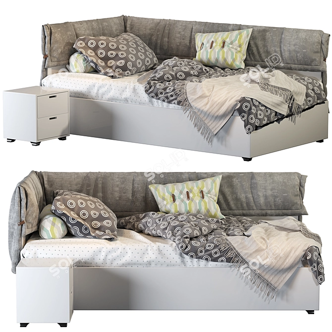 IKEA_BLAKULLEN Corner Headboard Bed Frame 3D model image 1