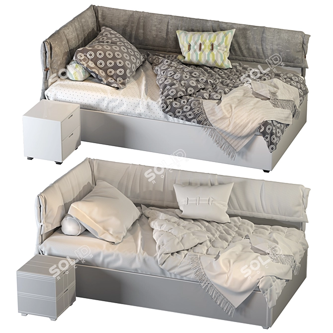 IKEA_BLAKULLEN Corner Headboard Bed Frame 3D model image 2