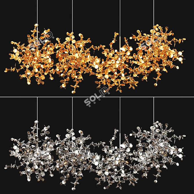 Elegant Oval Metal Chandelier Terzani 3D model image 1