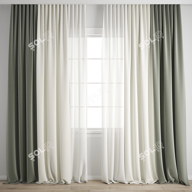 Polygonal Curtain Model Set 3D model image 1