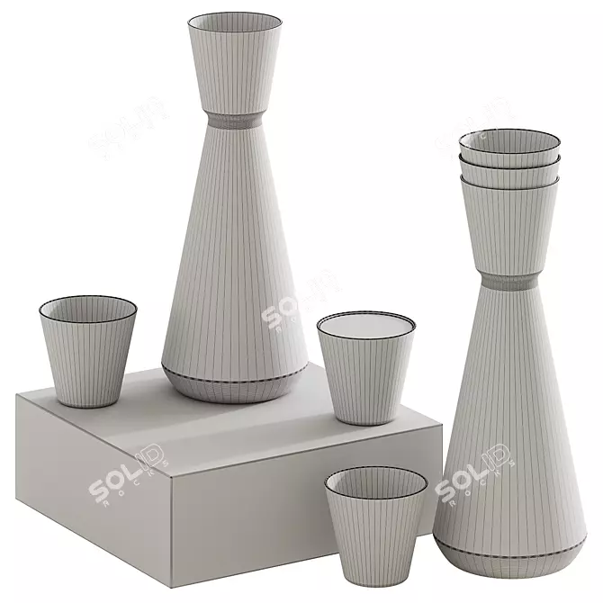 Title: Nero Carafe Set - Sleek Kitchenware 3D model image 4