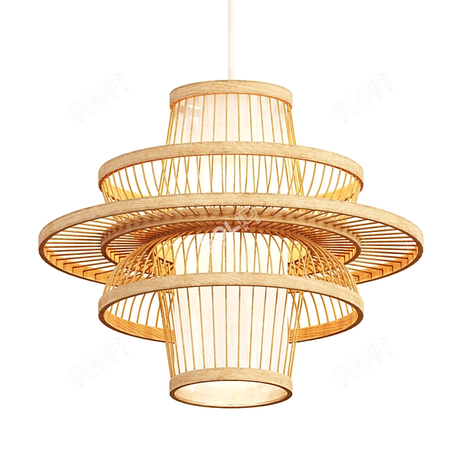 Sleek Bamboo Pendant Light 3D model image 3