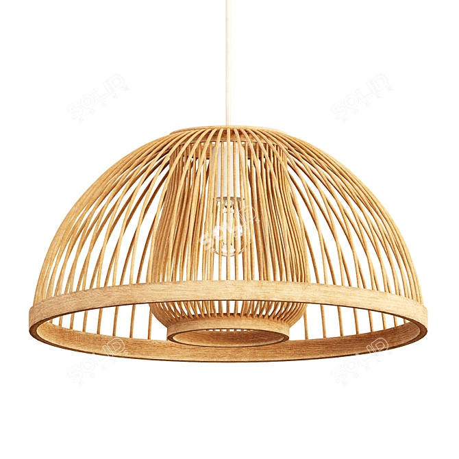 Sleek Bamboo Pendant Light 3D model image 4