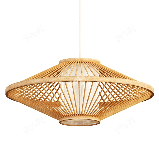 Sleek Bamboo Pendant Light 3D model image 5