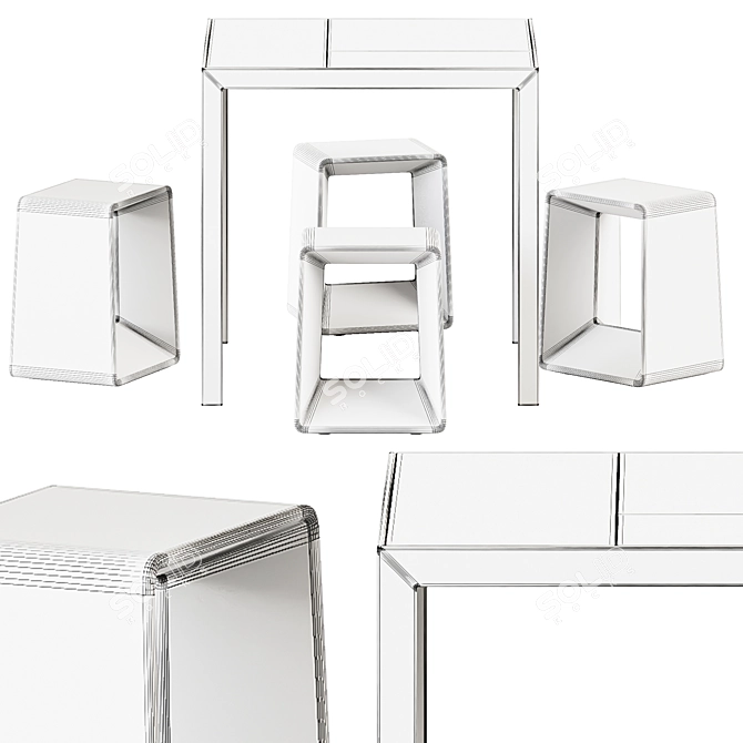  Areal Table & Low Stool 3D model image 3