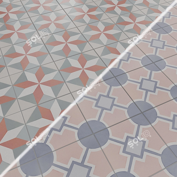 Deco City Square Sapphire Patchwork 3D model image 5