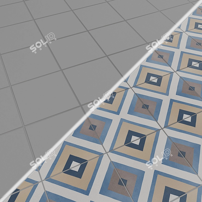 Deco City Square Sapphire Patchwork 3D model image 7