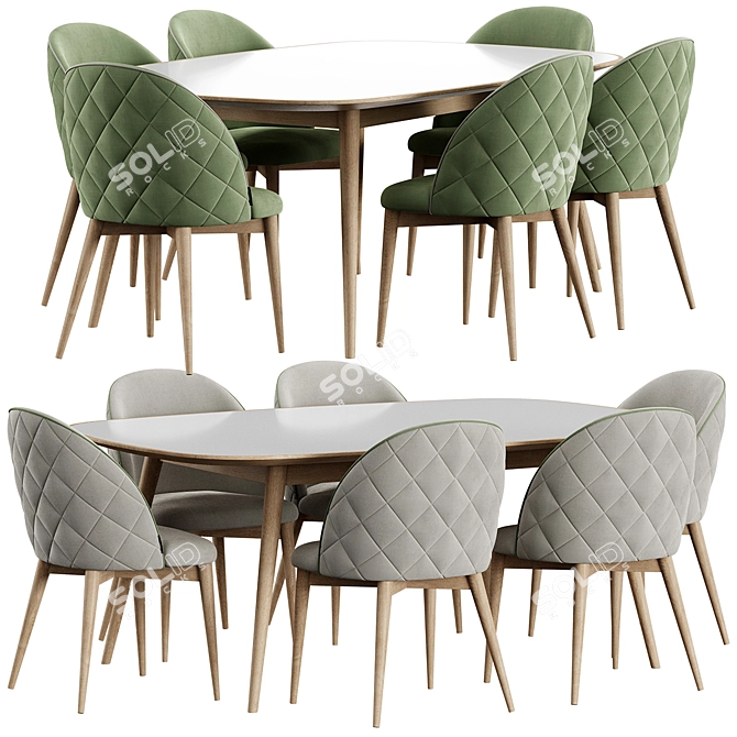 Modern HER 042 G Chair & Table 3D model image 3